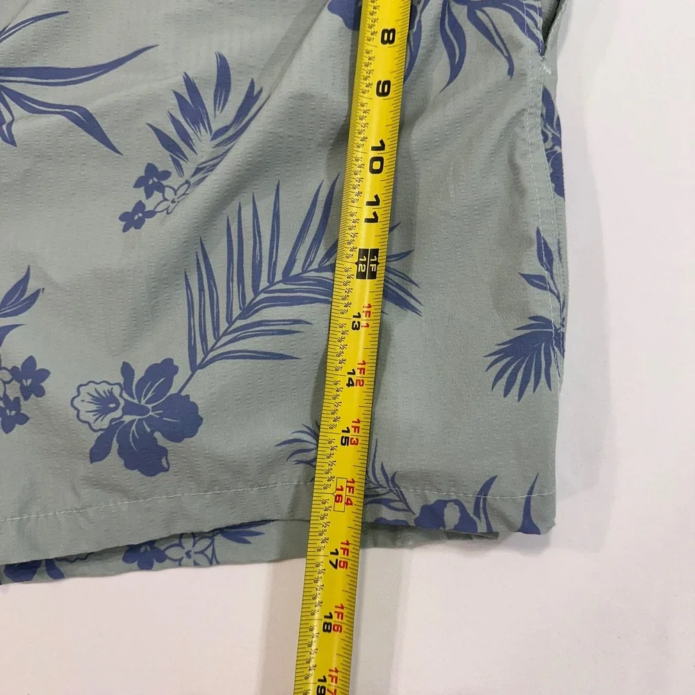 Free Planet Tropical Floral Swim Trunks Mens Size M Sage Green Drawstring | Surf